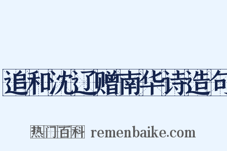 追和沈辽赠南华诗造句是什么意思的图片